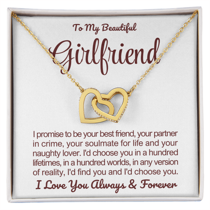 To My Girlfriend - Linked Hearts Necklace - I Choose You Message Card Gift