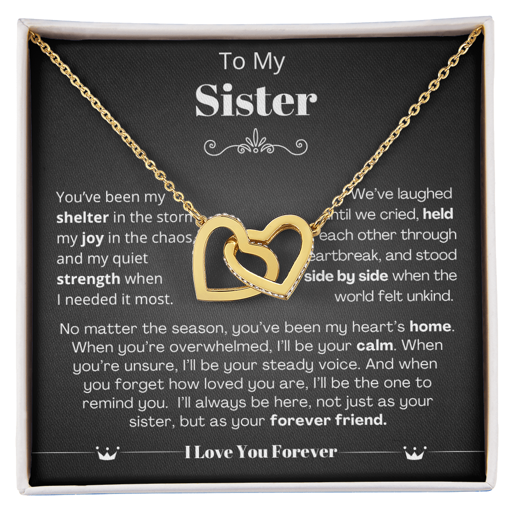 To My Sister - Linked Heart Necklace - Forever Friend Gift