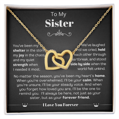To My Sister - Linked Heart Necklace - Forever Friend Gift