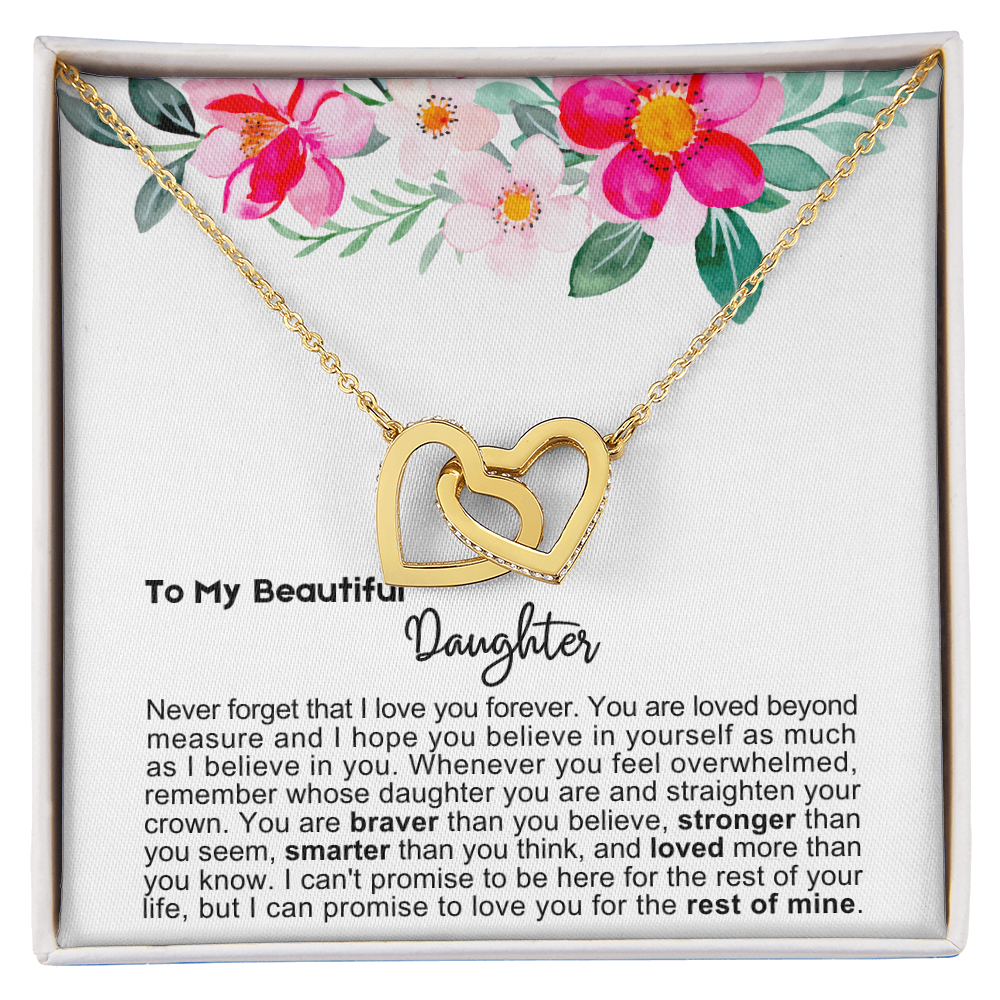 To My Daughter - Linked Hearts Necklace - Love You Forever Message Card Gift