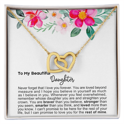 To My Daughter - Linked Hearts Necklace - Love You Forever Message Card Gift