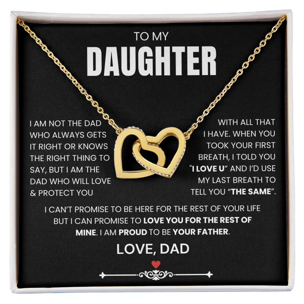 To My Daughter - Linked Hearts Necklace - Proud to Be Your Dad Message Card Gift