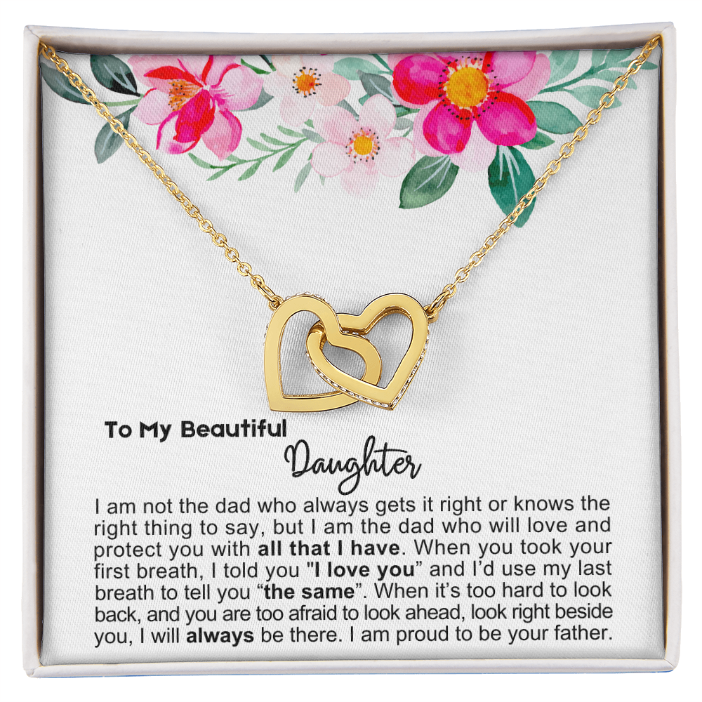 To My Daughter - Linked Hearts Necklace - Proud Father Message Card Gift