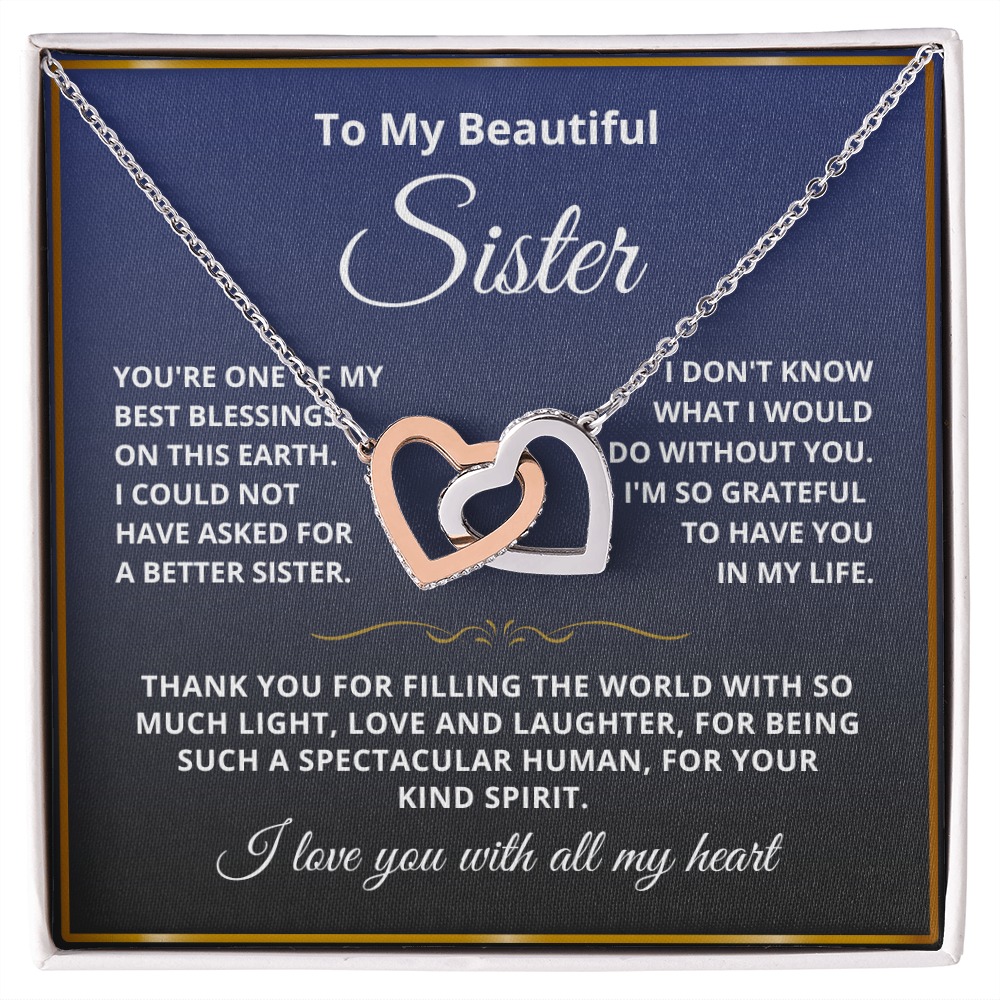 To My Sister - Linked Heart Necklace - Love You With All My Heart Gift