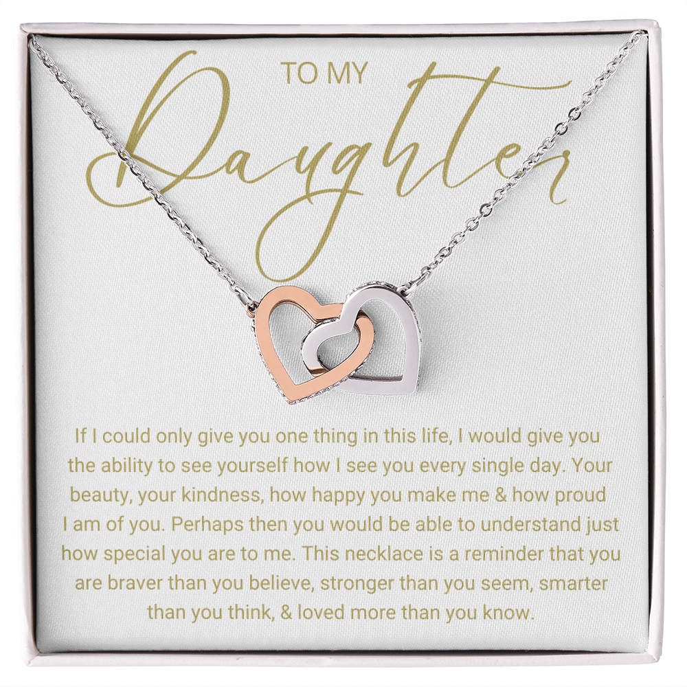 To My Daughter - Linked Hearts Necklace - Love You Forever Message Card Gift
