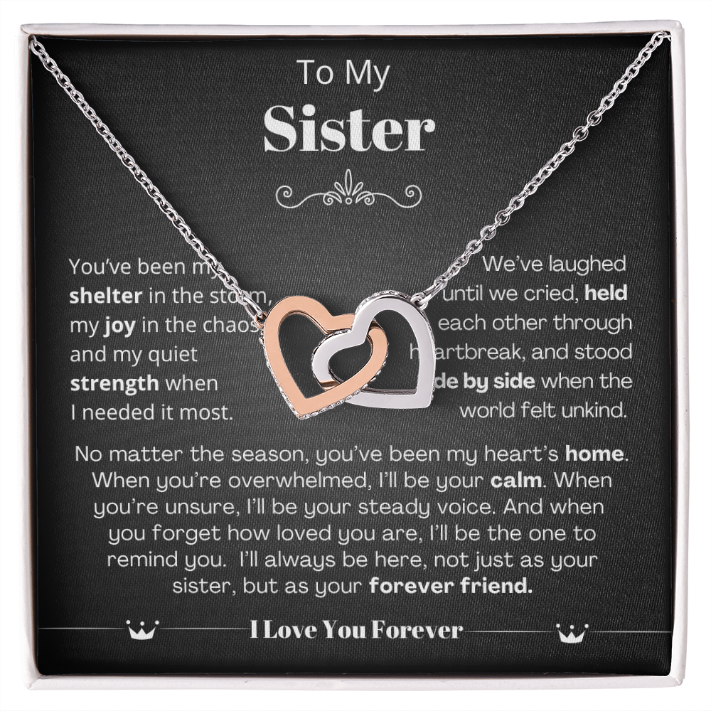 To My Sister - Linked Heart Necklace - Forever Friend Gift