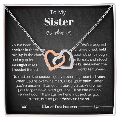 To My Sister - Linked Heart Necklace - Forever Friend Gift