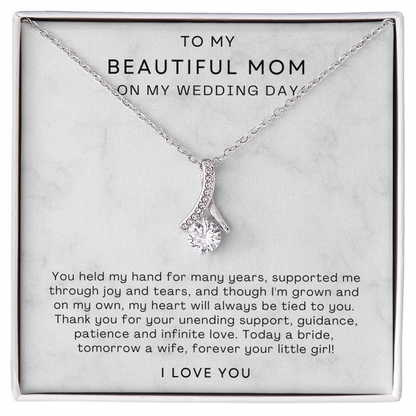 To My Mom - Ribbon Necklace - Forever Your Little Girl Message Card Gift