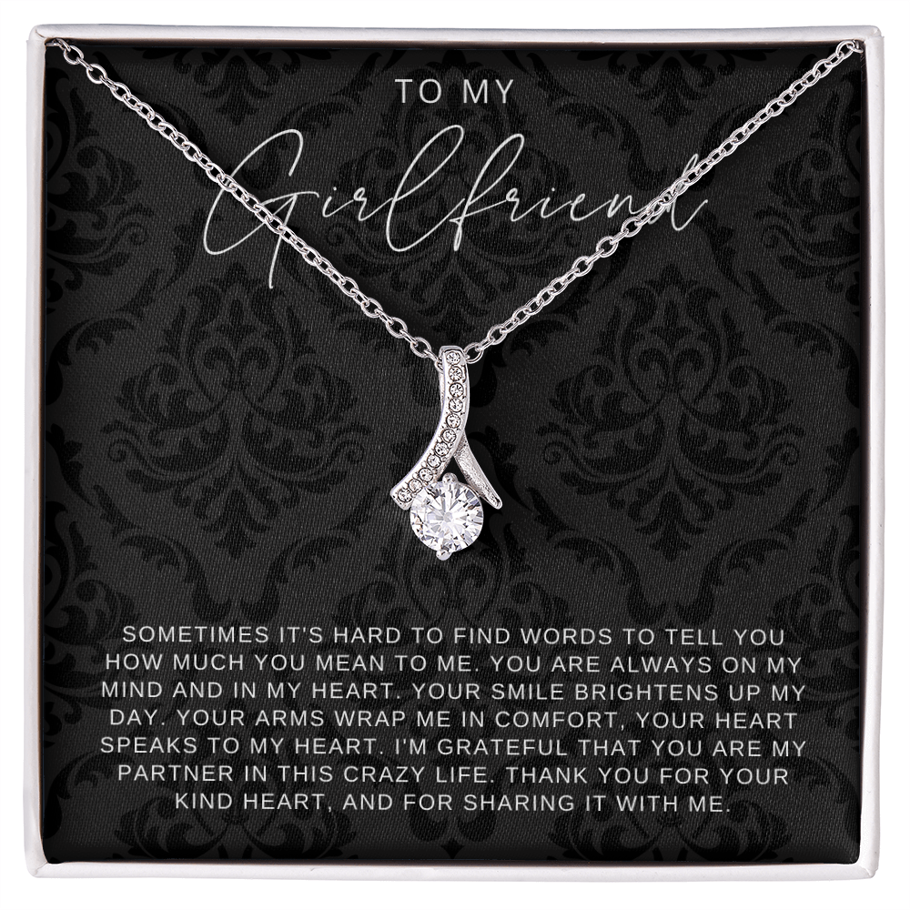 To My Girlfriend - Ribbon Necklace - You Are Always In My Heart Gift