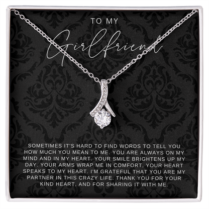 To My Girlfriend - Ribbon Necklace - You Are Always In My Heart Gift