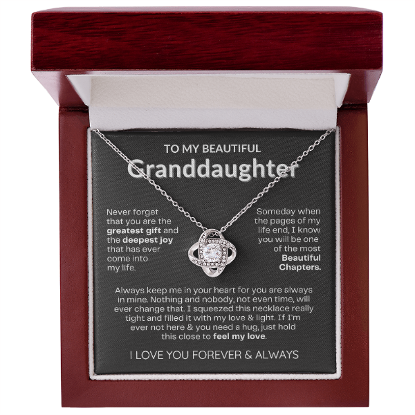 To My Granddaughter - Love Knot Necklace - Eternal Flower Gift Box