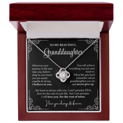 To My Granddaughter - Love Knot Necklace - Love You For The Rest Of Mine Gift Box