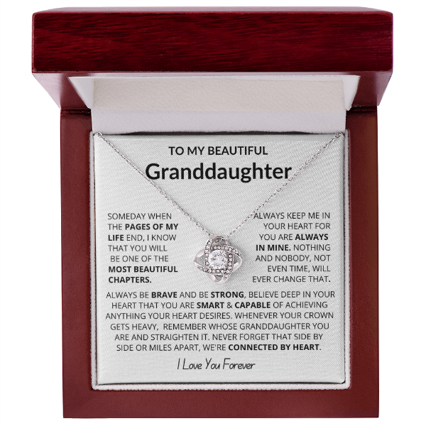 To My Granddaughter - Love Knot Necklace - Eternal Flower Gift Box