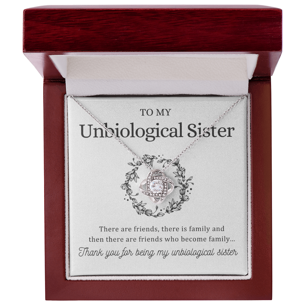 To My Unbiological Sister - Love Knot Necklace Message Card Gift
