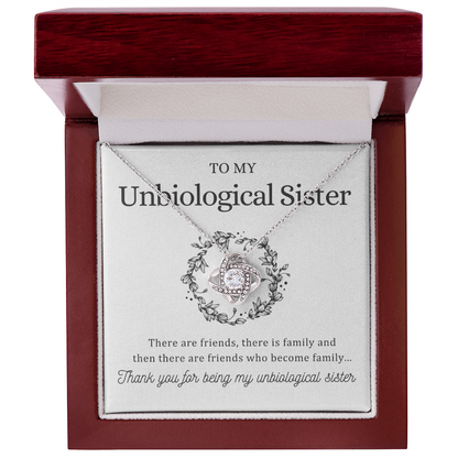 To My Unbiological Sister - Love Knot Necklace Message Card Gift