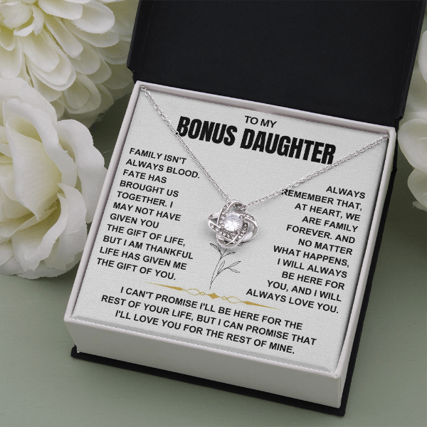 At Heart We Are Family Forever  - Necklace Gift for Bonus Daughter