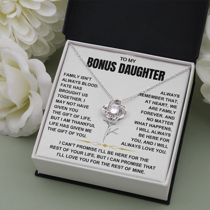 At Heart We Are Family Forever  - Necklace Gift for Bonus Daughter