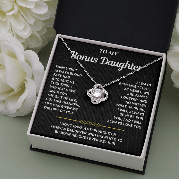 At Heart We Are Family Forever  - Necklace Gift for Bonus Daughter