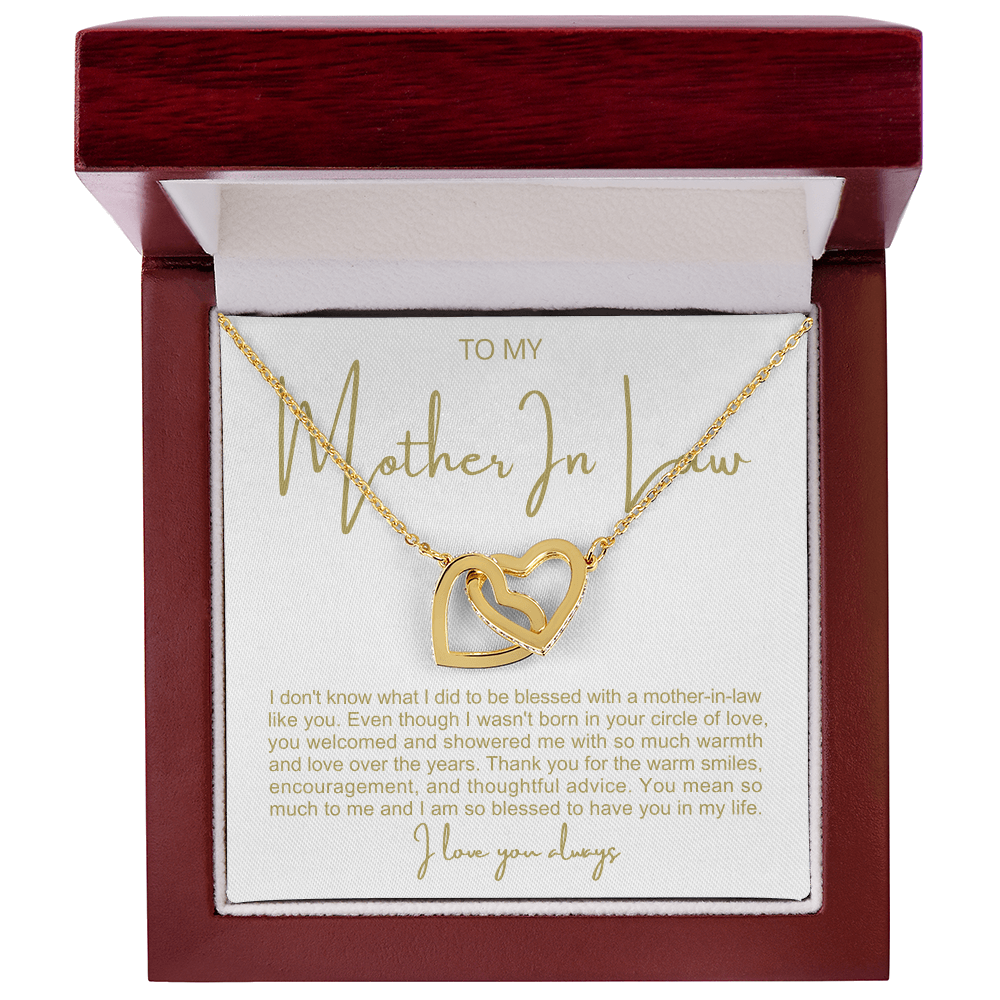 To My Mother In Law - Linked Hearts Necklace - You Are A Blessing Message Card Gift