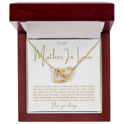 To My Mother In Law - Linked Hearts Necklace - You Are A Blessing Message Card Gift