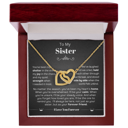 To My Sister - Linked Heart Necklace - Forever Friend Gift
