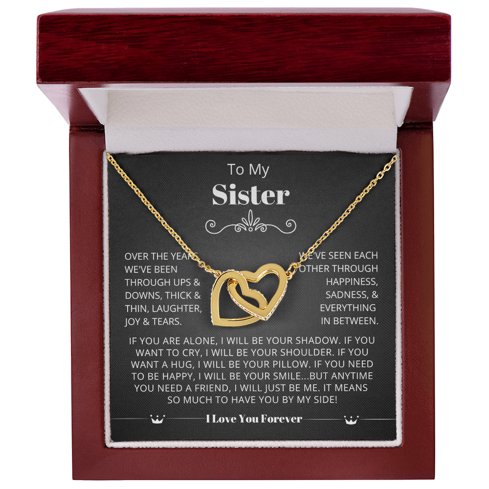 To My Sister - Linked Heart Necklace - Sisters at Heart Message Card Gift