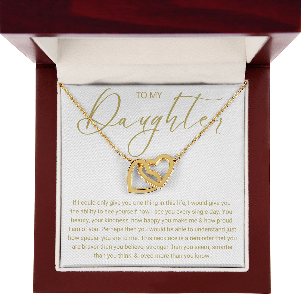 To My Daughter - Linked Hearts Necklace - Love You Forever Message Card Gift