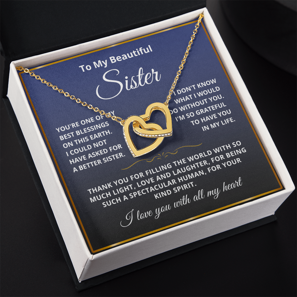 To My Sister - Linked Heart Necklace - Love You With All My Heart Gift