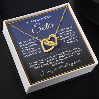 To My Sister - Linked Heart Necklace - Love You With All My Heart Gift