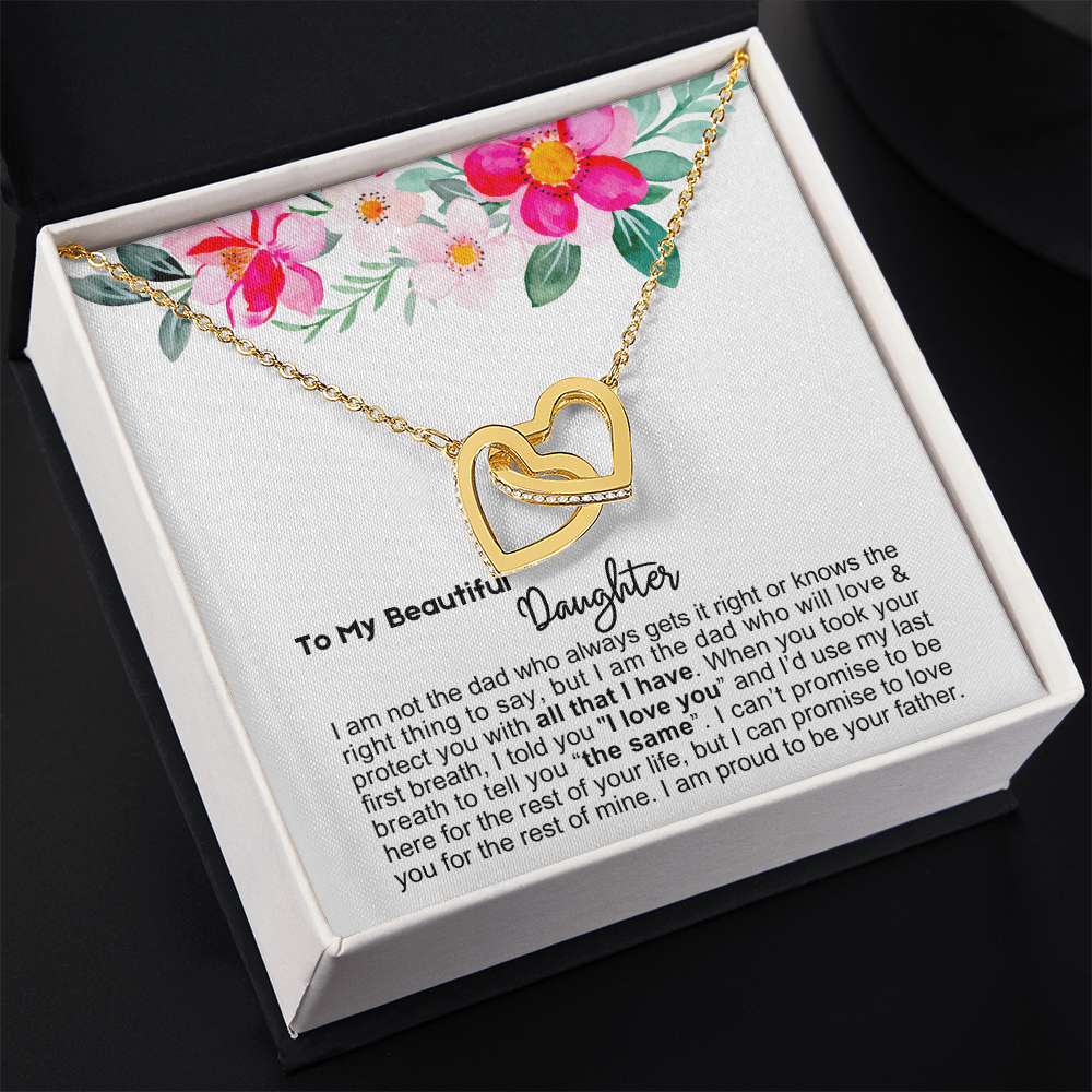 To My Daughter - Linked Hearts Necklace - Proud Father Message Card Gift