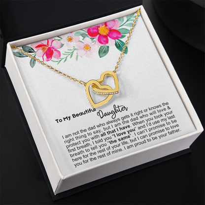 To My Daughter - Linked Hearts Necklace - Proud Father Message Card Gift