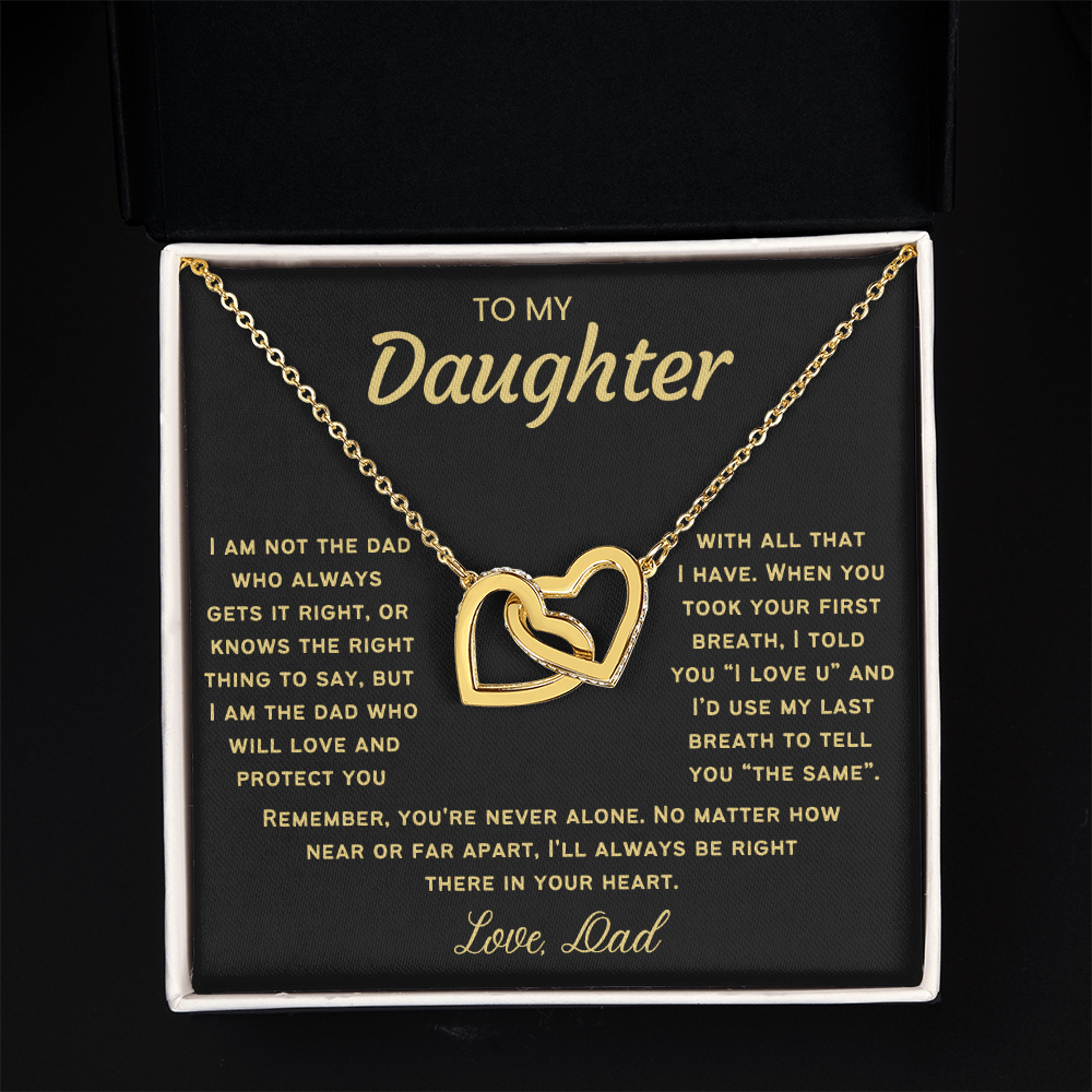 To My Daughter Necklace from Dad - Linked Hearts Necklace -  Proud Father Message Card Gift