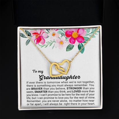 To My Granddaughter - Linked Hearts Necklace - You Are Never Alone Message Card Gift