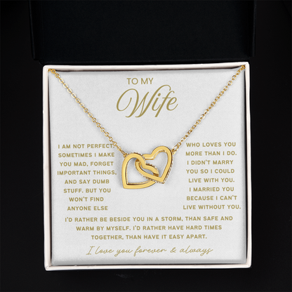 To My Wife - Linked Hearts Necklace - Rather Be Beside You Valentine's Day Gift