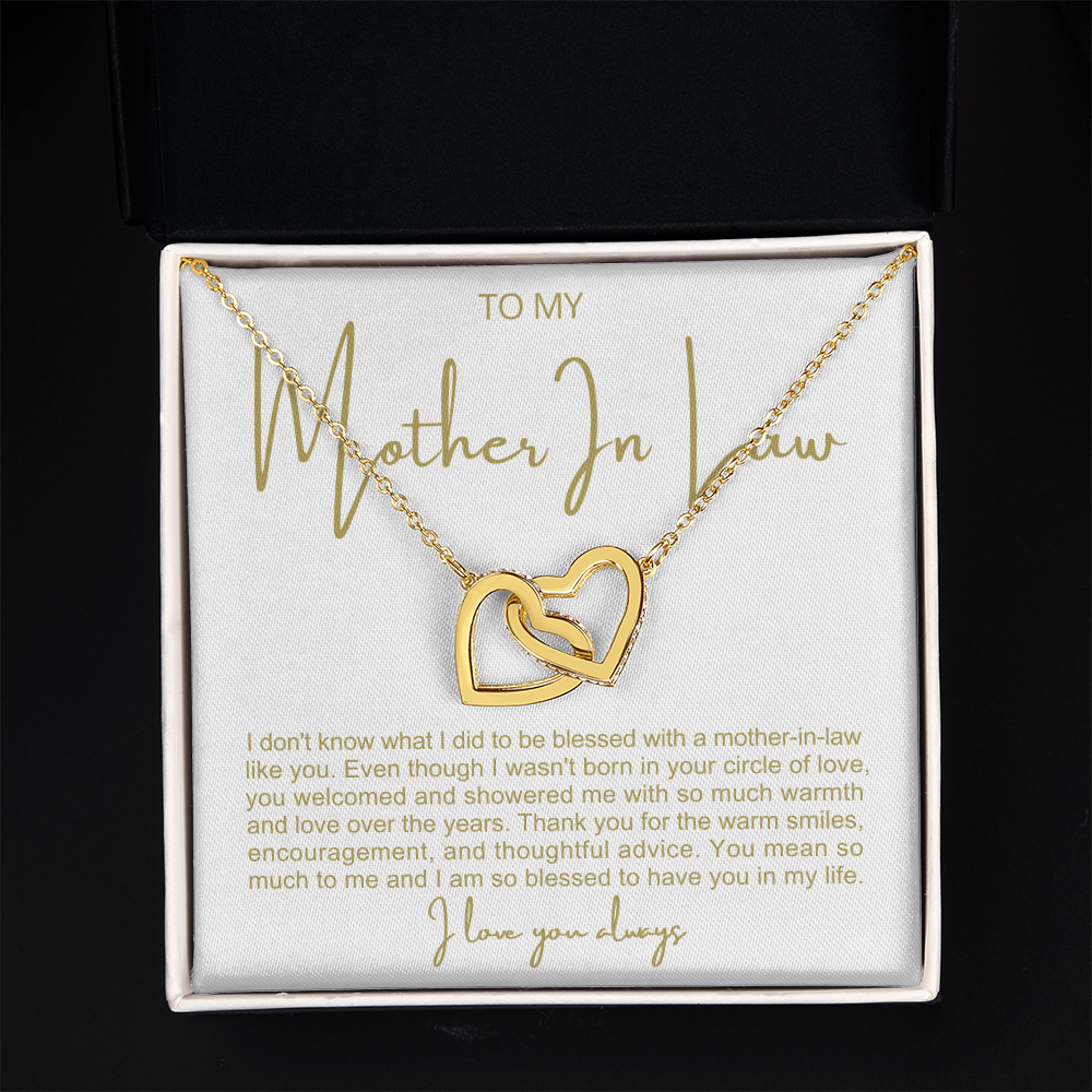 To My Mother In Law - Linked Hearts Necklace - You Are A Blessing Message Card Gift
