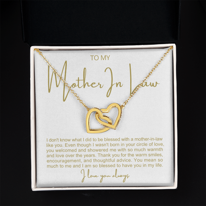 To My Mother In Law - Linked Hearts Necklace - You Are A Blessing Message Card Gift