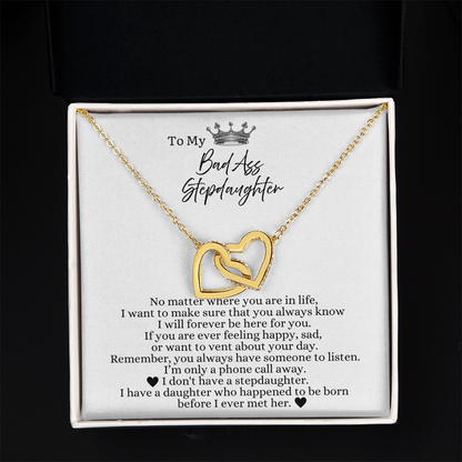 To My Bad Ass Stepdaughter - Linked Heart Necklace - I Will Always Be Here For You Gift