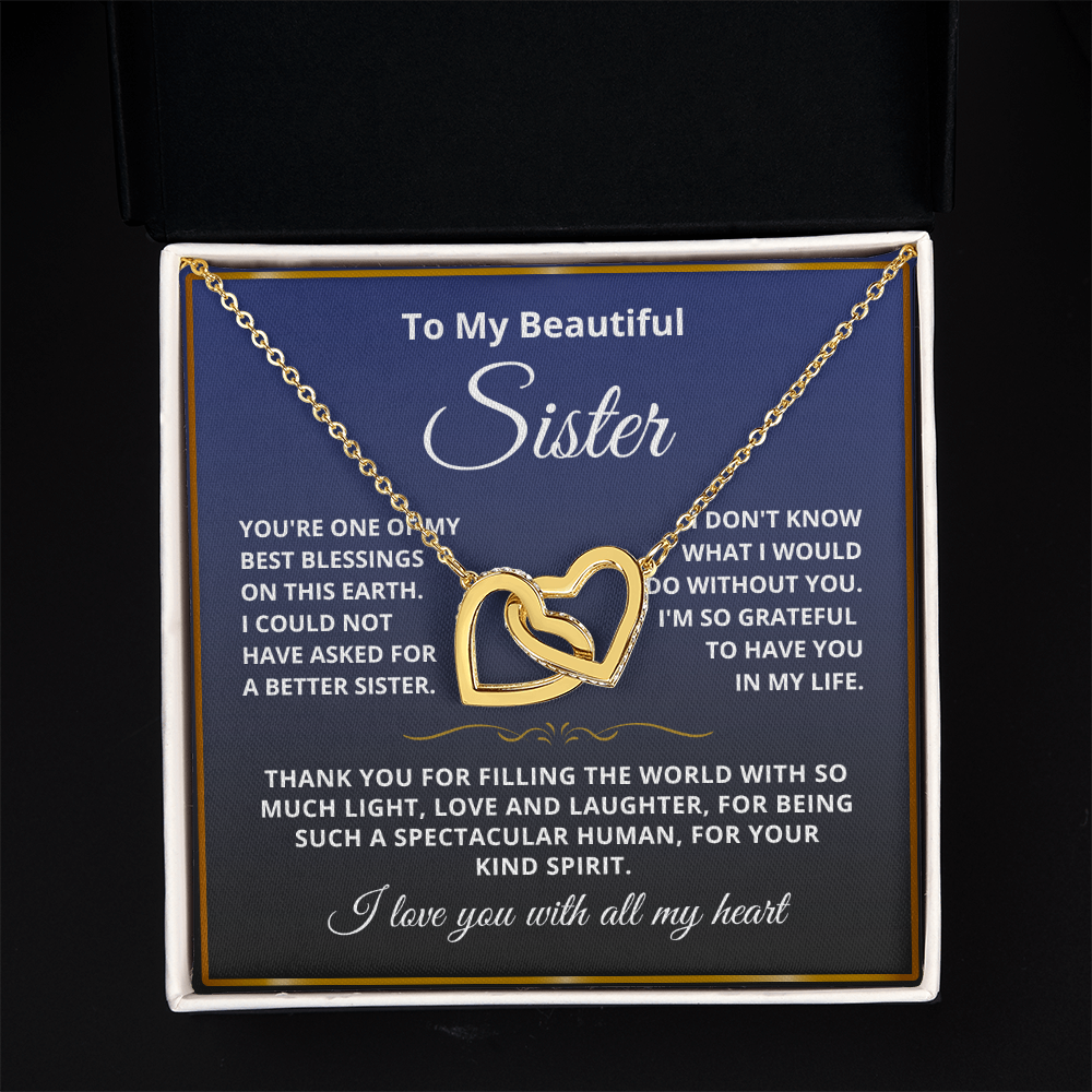 To My Sister - Linked Heart Necklace - Love You With All My Heart Gift