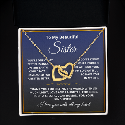 To My Sister - Linked Heart Necklace - Love You With All My Heart Gift