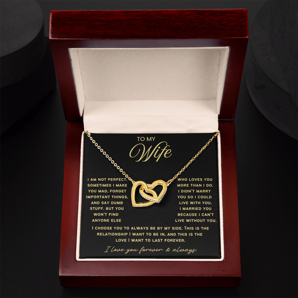 To My Wife - Linked Hearts Necklace - This Is The Love I Want To Last Forever  Message Card Gift