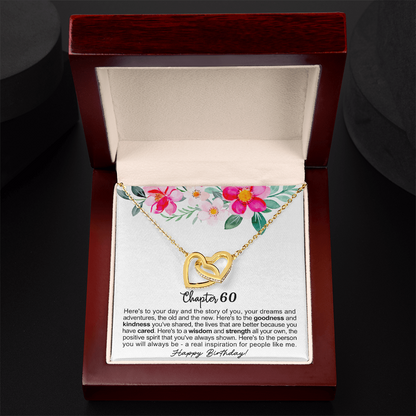 Happy 60th Birthday - Linked Hearts Necklace - You Are My Inspiration Message Card Gift