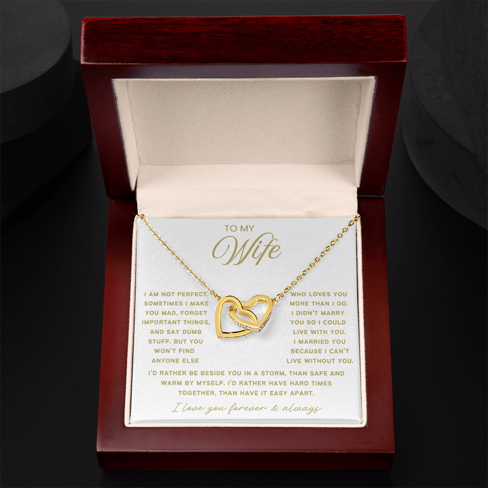 To My Wife - Linked Hearts Necklace - Rather Be Beside You Valentine's Day Gift
