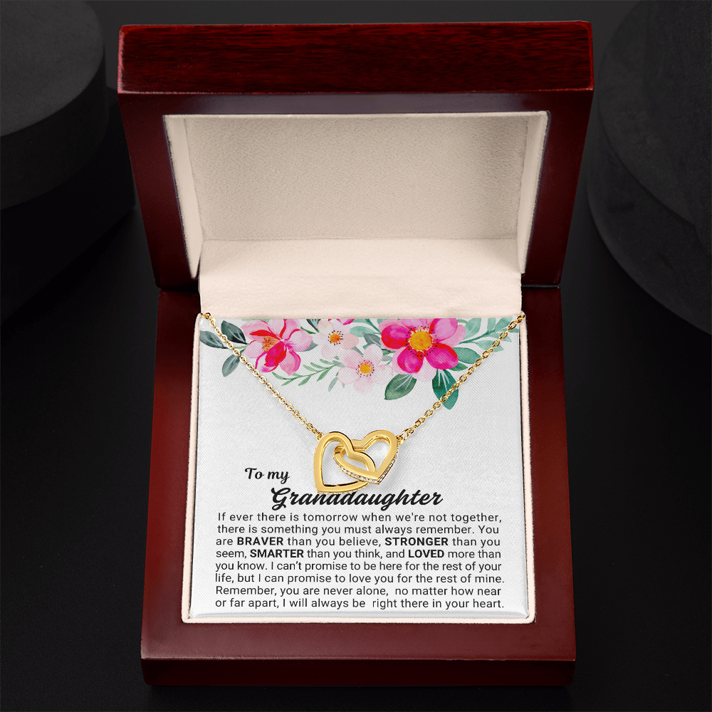 To My Granddaughter - Linked Hearts Necklace - You Are Never Alone Message Card Gift