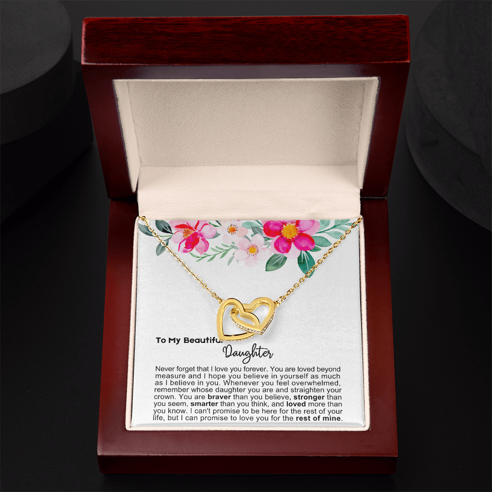 To My Daughter - Linked Hearts Necklace - Love You Forever Message Card Gift