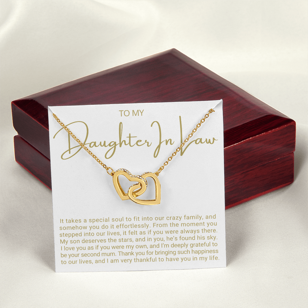 To My Daughter-in-law - Linked Hearts Necklace - Grateful to Have You Message Card Gift