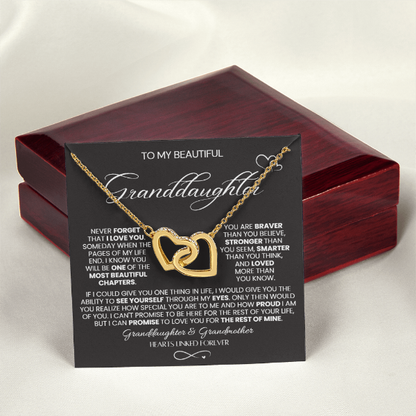 To My Granddaughter - Linked Hearts Necklace - Hearts Linked Forever Message Card Gift