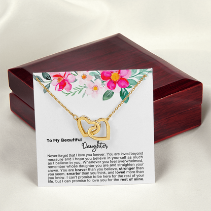 To My Daughter - Linked Hearts Necklace - Love You Forever Message Card Gift