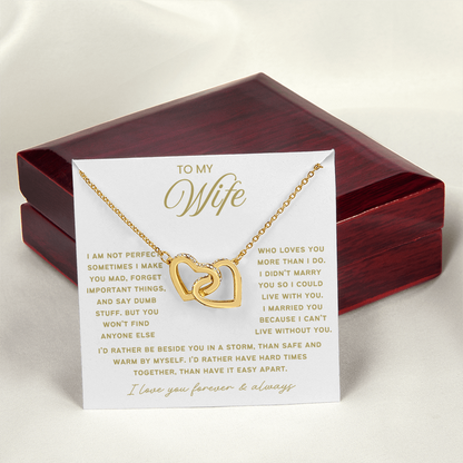 To My Wife - Linked Hearts Necklace - Rather Be Beside You Valentine's Day Gift