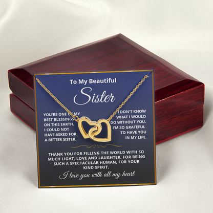 To My Sister - Linked Heart Necklace - Love You With All My Heart Gift