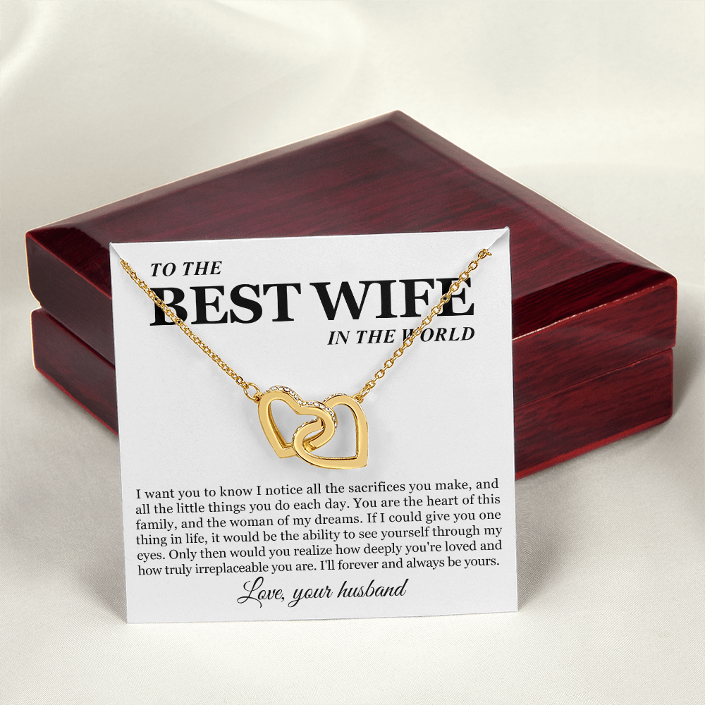 To My Wife - Linked Hearts Necklace - Woman of My Dreams Message Card Gift